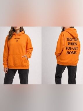 Lonely Ghost Text me when you get home viral orange black hoodie size large